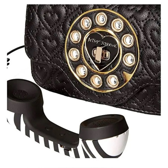 Rare! Betsey Johnson Pocket Dial Phone Belt Bag - Black - - Picture 2 of 10